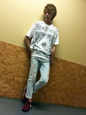 「アイテム（タンクトップ、グレー系）」を使った、shunさん（メンズ・177cm）の夏コーディネート