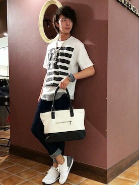 「アイテム（タンクトップ、グレー系）」を使った、shunさん（メンズ・177cm）の夏コーディネート