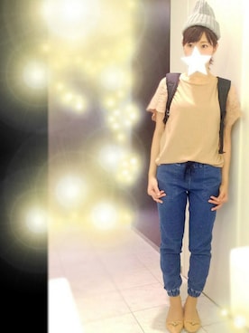 「SEVENDAYS=SUNDAY（セブンデイズサンデイ）のアイテム（ニットキャップ/ビーニー）」を使った、かえさん（レディース・161cm）の夏コーディネート