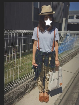 「フランネルシャツ」｜「アイテム（モカシン/デッキシューズ）」を使った、かえさん（レディース・161cm）の秋コーディネート