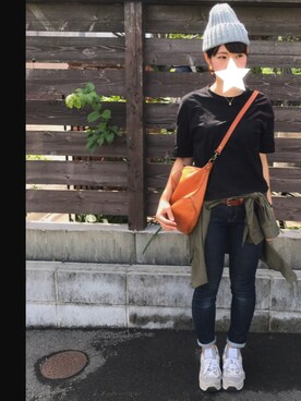 「SEVENDAYS=SUNDAY（セブンデイズサンデイ）のアイテム（ニットキャップ/ビーニー）」を使った、かえさん（レディース・161cm）の秋コーディネート