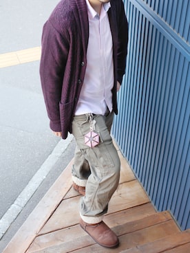 「アイテム（コインケース、ピンク系）」を使った、stealleatherさん（メンズ・176cm）の秋コーディネート