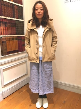 「アイテム（ミリタリージャケット）」を使った、MISAさん（レディース・150cm）の春コーディネート