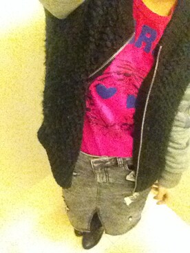 「アイテム（デニムスカート、グレー系）」を使った、yuki_xuさん（レディース・158cm）の春コーディネート