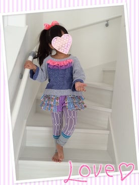 「fafa（フェフェ）のアイテム（スウェット）」を使った、kanaaaaaさん（キッズ・100cm）の冬コーディネート