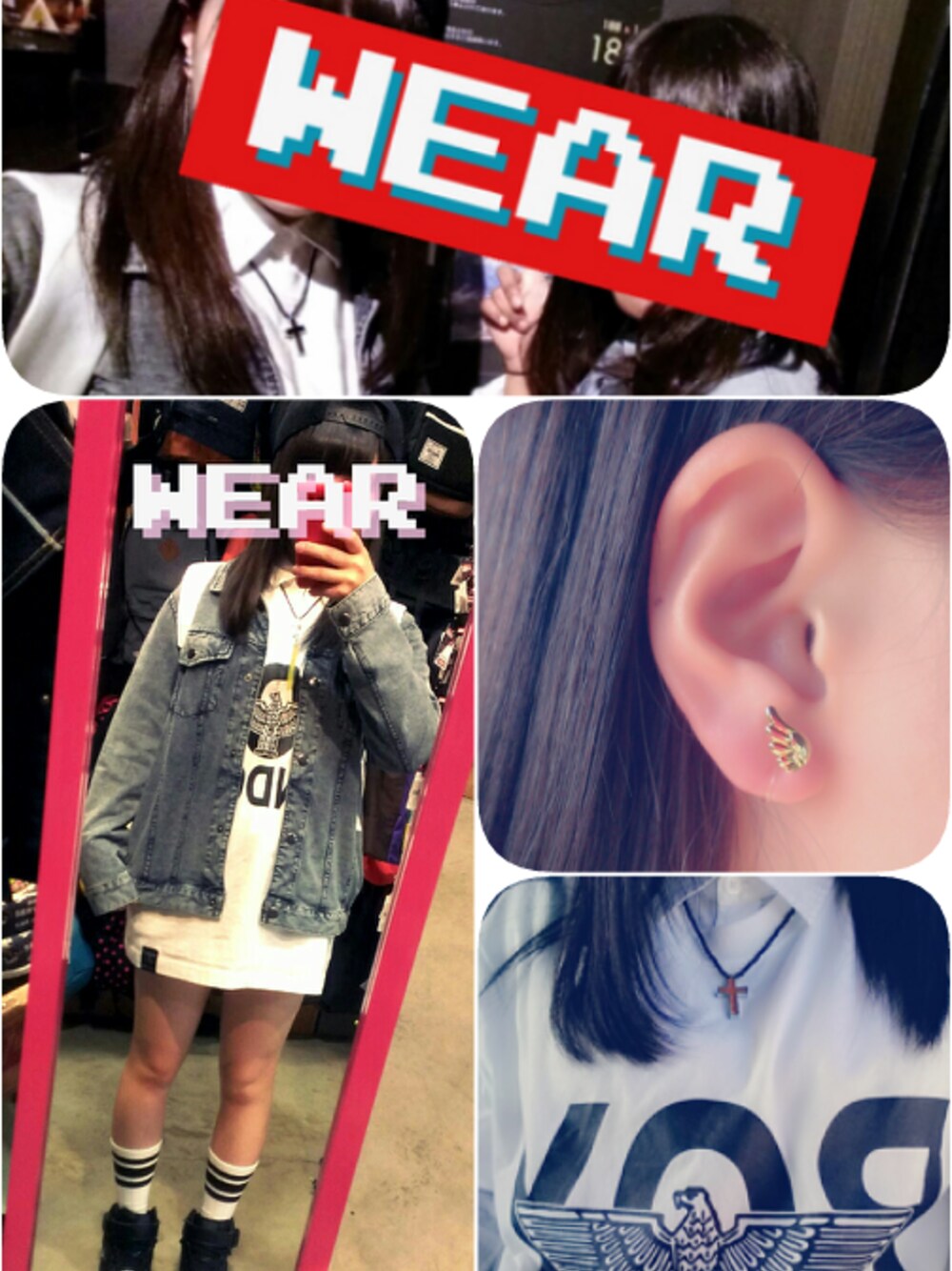 「WEGO、H&M、BOY LONDON、UNIQLO、white、VISIONSTREETWEAR」｜「BOY LONDONのT-shirt（Tシャツ/カットソー、ホワイト系）」を使った、ゆさんさん（レディース・152cm）の春コーディネートの1枚目の写真