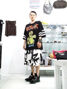 「RickOwens×adidas」｜「アイテム（アクセサリー）」を使った、アールさん（メンズ・172cm）の夏コーディネート
