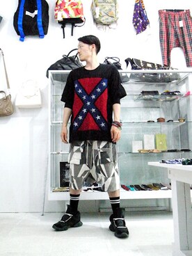 「RickOwens×adidas」｜「アイテム（アクセサリー）」を使った、アールさん（メンズ・172cm）の夏コーディネート