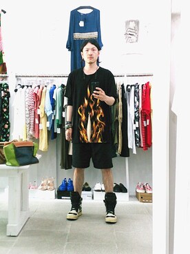 「RICK OWENS」｜「アイテム（アナログ腕時計）」を使った、アールさん（メンズ・172cm）の夏コーディネート