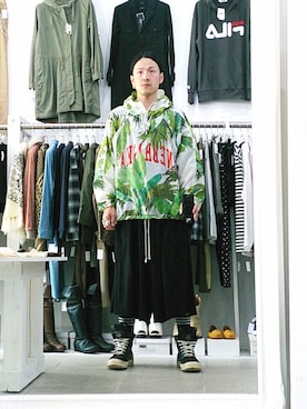 「Yohji Yamamoto Homme（ヨウジヤマモトオム）のアイテム（アクセサリー）」を使った、アールさん（メンズ・172cm）の秋コーディネート