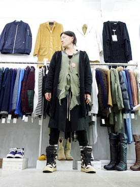 「RICK OWENS」｜「アイテム（ミリタリージャケット）」を使った、アールさん（メンズ・172cm）の秋コーディネート