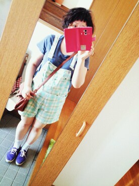 「Panamaboy（パナマボーイ）のアイテム（オールインワン・サロペット）」を使った、あかねさん（レディース・150cm）の夏コーディネート