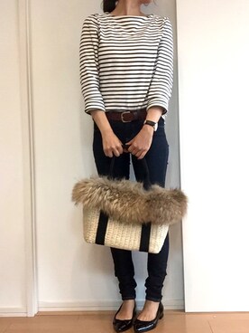 「REMAKE ITEMのアイテム（バッグ）」を使った、kawauso__mamaさん（レディース・160cm）の秋コーディネート