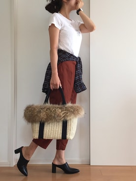 「REMAKE ITEMのアイテム（バッグ）」を使った、kawauso__mamaさん（レディース・160cm）の秋コーディネート