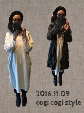 「アーミー」｜「アイテム（ハンチング/ベレー帽）」を使った、ジェシーさん（レディース・170cm）の秋コーディネート