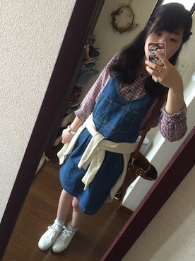 「腰巻きスタイル」｜「アイテム（サロペット/オーバーオール）」を使った、SanaSanaさん（レディース・152cm）の春コーディネート