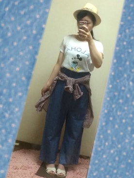 「LEPSIM（レプシィム）のC/Tシャーリングチェックシャツ　537602（シャツ/ブラウス、レッド系）」を使った、SanaSanaさん（レディース・152cm）の春コーディネート