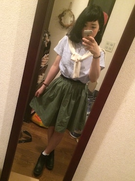 「RAY CASSIN（レイカズン）のアイテム（シャツワンピース）」を使った、SanaSanaさん（レディース・152cm）の秋コーディネート
