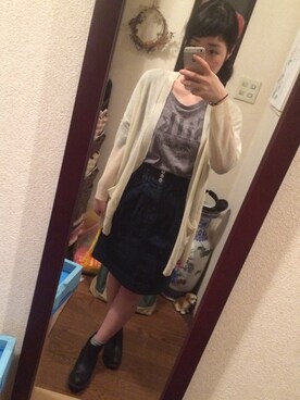 「CIAOPANIC（チャオパニック）のアイテム（デニムスカート、ブルー系）」を使った、SanaSanaさん（レディース・152cm）の秋コーディネート