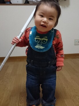 「OLD NAVY（オールドネイビー）のアイテム（オールインワン・サロペット）」を使った、ゆずやさん（キッズ・80cm）の冬コーディネート