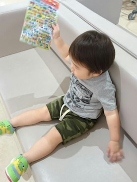 「OLD NAVY（オールドネイビー）のアイテム（Tシャツ/カットソー）」を使った、ゆずやさん（キッズ・90cm）の夏コーディネート