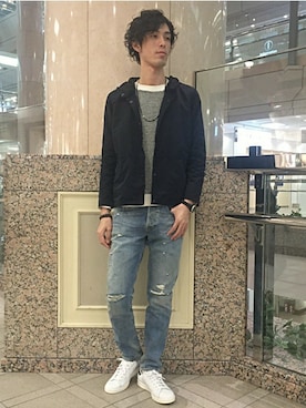 「アイテム（ニット/セーター）」を使った、Nemotoさん（メンズ・186cm）の冬コーディネート