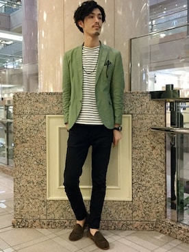 「アイテム（テーラードジャケット）」を使った、Nemotoさん（メンズ・186cm）の春コーディネート