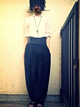 「Ann DEMEULEMEESTER（アンドゥムルメステール）のアイテム（アクセサリー）」を使った、回さんの夏コーディネート