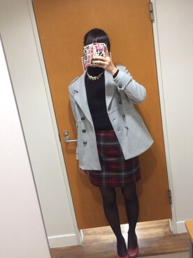 「ウエストイン」｜「アイテム（ピーコート）」を使った、mioさん（レディース・167cm）の秋コーディネート
