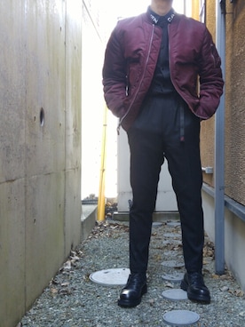 「アイテム（MA-1）」を使った、shunさん（メンズ・171cm・20代）の秋コーディネート