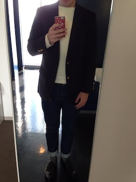 「BROOKS BROTHERS（ブルックスブラザーズ）のMadison Flannel Two-Button  Blazer（テーラードジャケット、ブルー系）」を使った、なりおさん（メンズ・174cm）の冬コーディネート