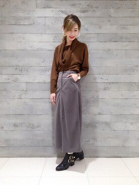 「HARE（ハレ）のアクリルＢＩＧフープピアス（HARE）（ピアス（両耳用））」を使った、ERIKA (BABYLONE)さん（レディース・165cm）の秋コーディネート