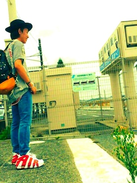「M（エム）のアイテム（帽子）」を使った、KAZUYAさん（メンズ・170cm）の秋コーディネート