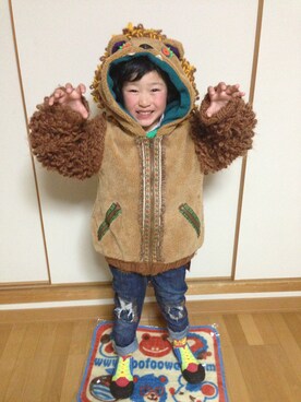 「BOOFOOWOO」｜「アイテム（ブルゾン）」を使った、ユミッチョスさん（キッズ・130cm）の冬コーディネート