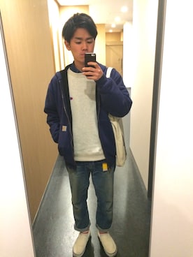 「デニムonデニム」｜「アイテム（その他アウター）」を使った、Yusuke   Katafuchiさん（メンズ・167cm）の春コーディネート