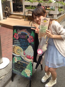 「evrynのワンピース（ワンピース、ブルー系）」を使った、あかねさん（レディース・151cm）の夏コーディネート
