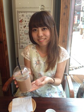 「dazzlin（ダズリン）のマーガレット柄タンクワンピース（ワンピース、グリーン系）」を使った、あかねさん（レディース・151cm）の夏コーディネート
