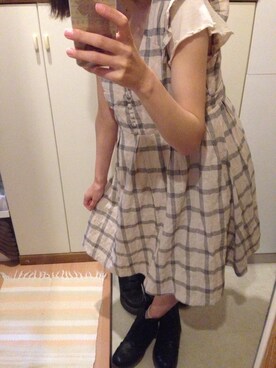 「Crisp（クリスプ）のワンピース（ワンピース、ベージュ系）」を使った、あかねさん（レディース・151cm）の夏コーディネート