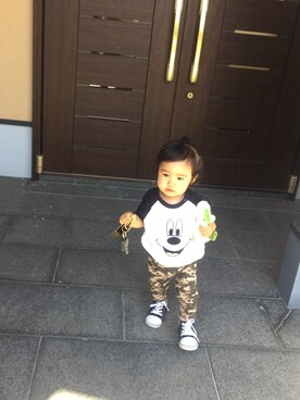 「アイテム（おもちゃ、グリーン系）」を使った、yuuumirinkさん（キッズ・80cm）の秋コーディネート