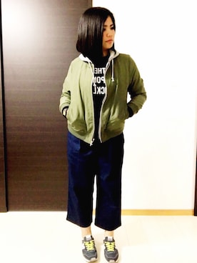 「Right-on（ライトオン）のアイテム（ナイロンジャケット）」を使った、a-chin.さん（レディース・162cm）の春コーディネート