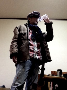 「JUNYA WATANABE MAN（ジュンヤワタナベマン）のアイテム（ハンチング/ベレー帽）」を使った、Louisさん（メンズ・165cm）の冬コーディネート
