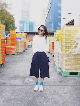 「GLASENSE（グラセンス）のアイテム」を使った、陳泛亭さん（レディース・158cm）の冬コーディネート