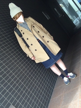 「AS KNOW AS plus（アズノゥアズプラス）のアイテム（トレンチコート）」を使った、ぶちさん（レディース・155cm）の秋コーディネート