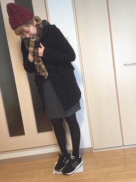 「LEPSIM（レプシィム）のアイテム（ダッフルコート）」を使った、ぶちさん（レディース・155cm）の冬コーディネート