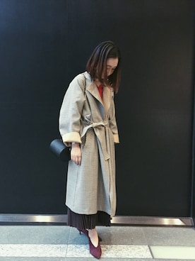 「ADAM ET ROPE'（アダムエロペ）のアイテム（ノーカラージャケット）」を使った、eri  yoshidaさん（レディース・159cm）の秋コーディネート