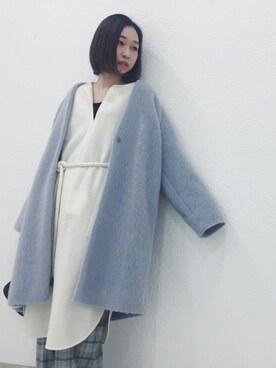 「ADAM ET ROPE'（アダムエロペ）のアイテム（ノーカラージャケット）」を使った、eri  yoshidaさん（レディース・159cm）の秋コーディネート