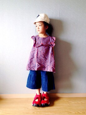 「5歳」｜「アイテム（チュニック）」を使った、riccarinさん（キッズ・100cm）の夏コーディネート