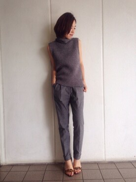 「ノースリーブニット」｜HITOMI HIROTAさん（レディース・155cm）の春コーディネート