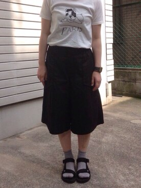 「Teva（テバ）のサンダル（サンダル、ブラック系）」を使った、SANAさん（レディース・167cm）の夏コーディネート