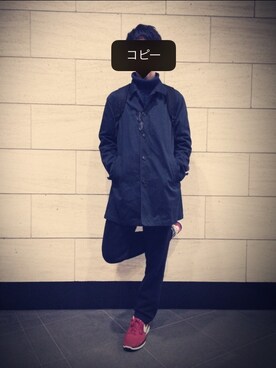「アイテム（ステンカラーコート）」を使った、ゆーむさん（メンズ・180cm・10代）の春コーディネート